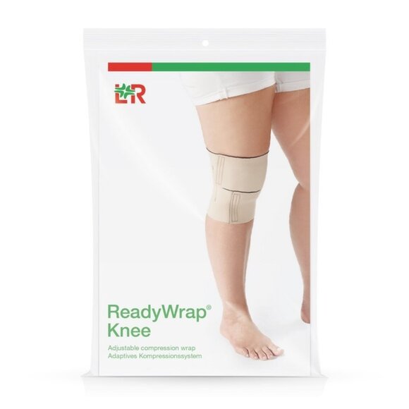 New L&R ReadyWrap Knee Adjustable Compression Wrap In Black Sz XL - Picture 1 of 5
